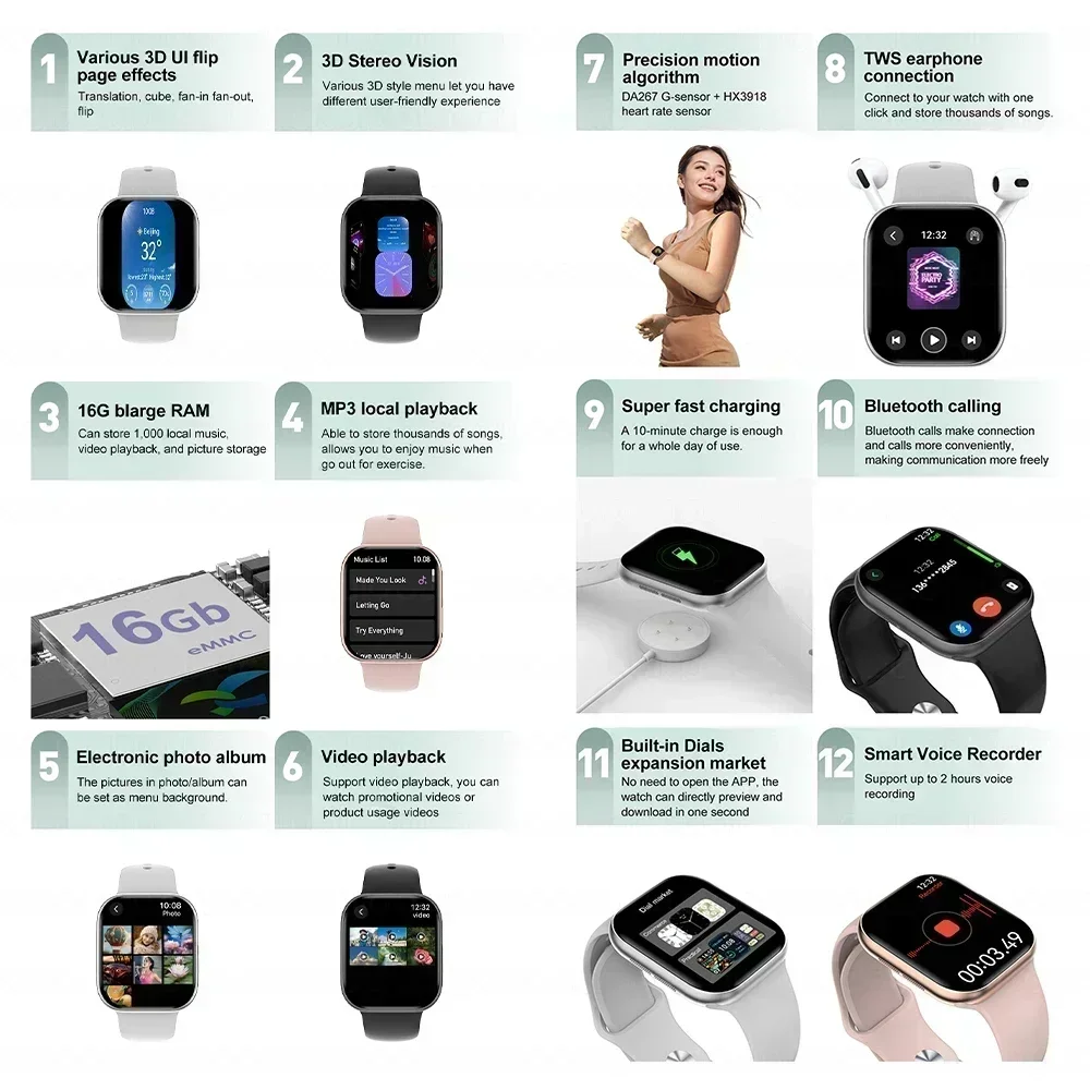 New For Apple DT Watch 10 GPS Smart Watch Men Women 3D Menu 16GB Large Memory TWS Headphones Video Playback NFC Smart Watch 2025 New For Apple DT Watch 10 GPS Smart Watch Men Women 3D Menu 16GB Large Memory TWS Headphones Video Playback NFC Smart Watch 2025