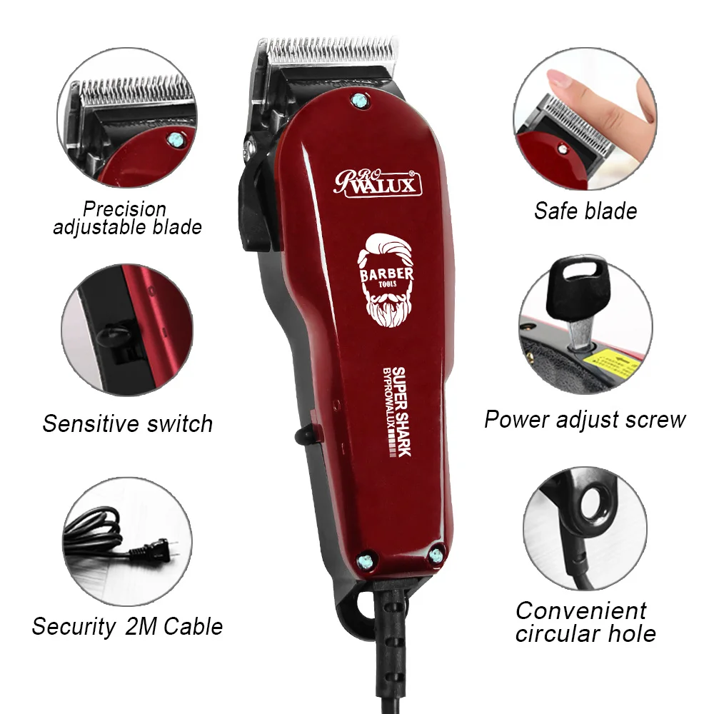 WALUX Professional AC220-240V Hair Clipper 10W Powerful Hair Trimmer Home Man Shaver 2M Cable Hair Cutting Machine 8 Guard Combs WALUX Professional AC220-240V Hair Clipper 10W Powerful Hair Trimmer Home Man Shaver 2M Cable Hair Cutting Machine 8 Guard Combs
