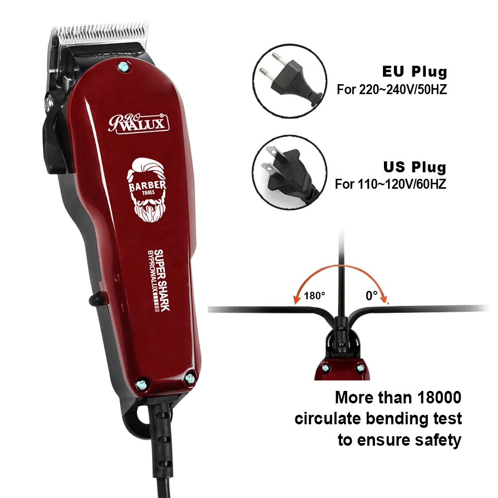WALUX Professional AC220-240V Hair Clipper 10W Powerful Hair Trimmer Home Man Shaver 2M Cable Hair Cutting Machine 8 Guard Combs WALUX Professional AC220-240V Hair Clipper 10W Powerful Hair Trimmer Home Man Shaver 2M Cable Hair Cutting Machine 8 Guard Combs