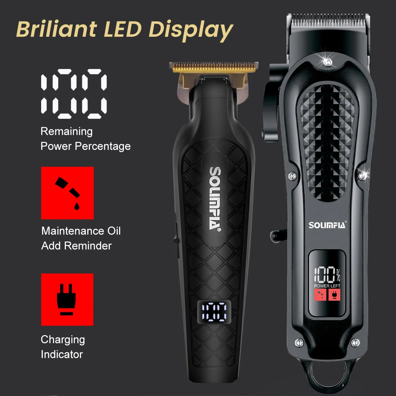 Solimpia Hair Clippers Set Machine Oil Head Carving Digital Display Haircut Scissors Electric Pusher Three-Piece Set Solimpia Hair Clippers Set Machine Oil Head Carving Digital Display Haircut Scissors Electric Pusher Three-Piece Set
